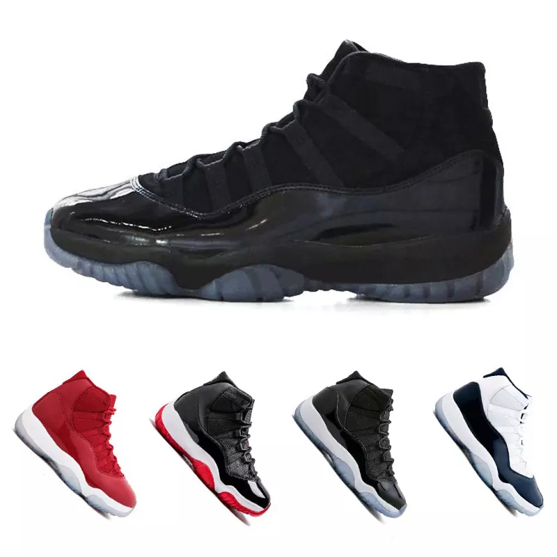 

New arrival 11 Prom Night basketball Shoes men women blackout Cap and Gown bred concord gym red Midnight Navy sneakers us 5.5-13