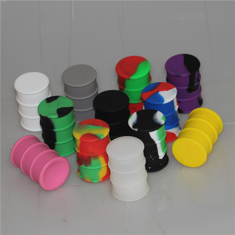 

Custom 26ml silicon dab wax oil drum platinum cured silicone container non-stick extract silicone rubber jars dabber oil holder can