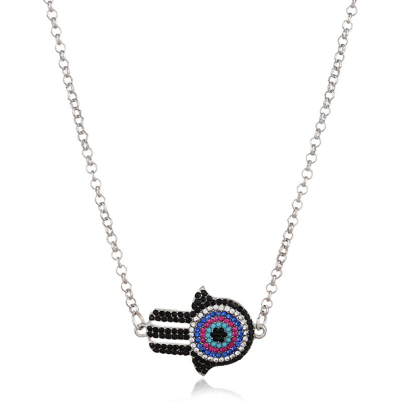 

Blue Evil Eye Hamsa Fatima Palm Necklace lucky Turkish Kabbalah hand pendants for women best friend fashion gift jewelry