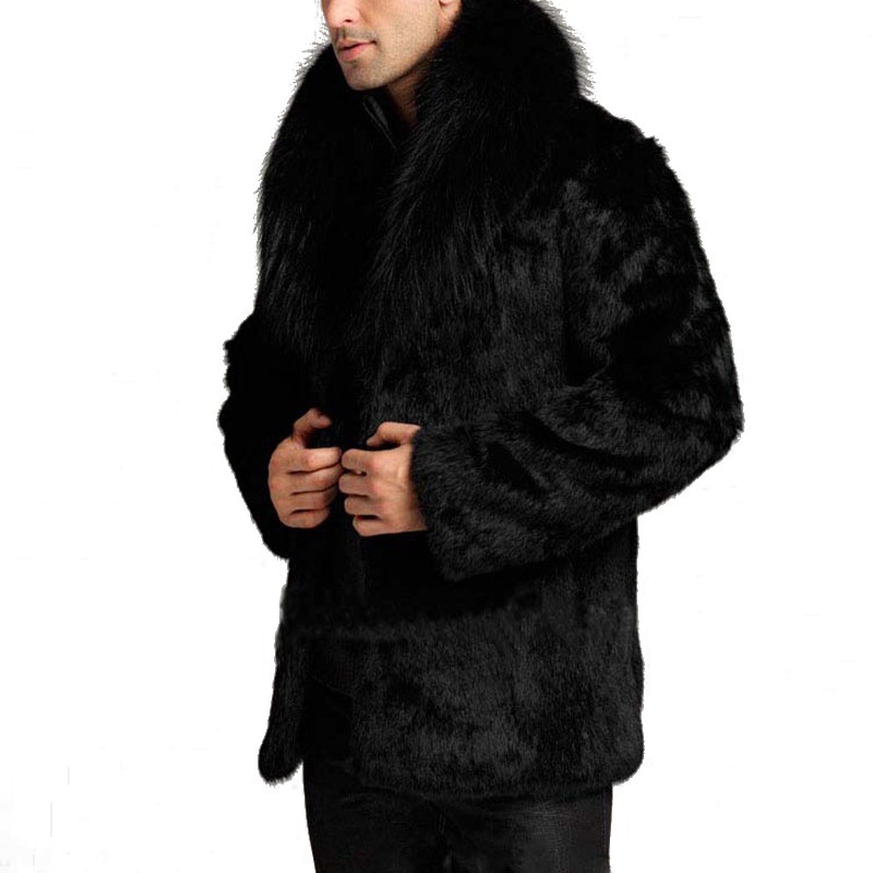 

Wholesale- 2017 Men Unisex Faux Leather Winter Autumn Solid High Quality Fashion Warm Artificial Fur Coat Winter Jacket 2017, Black