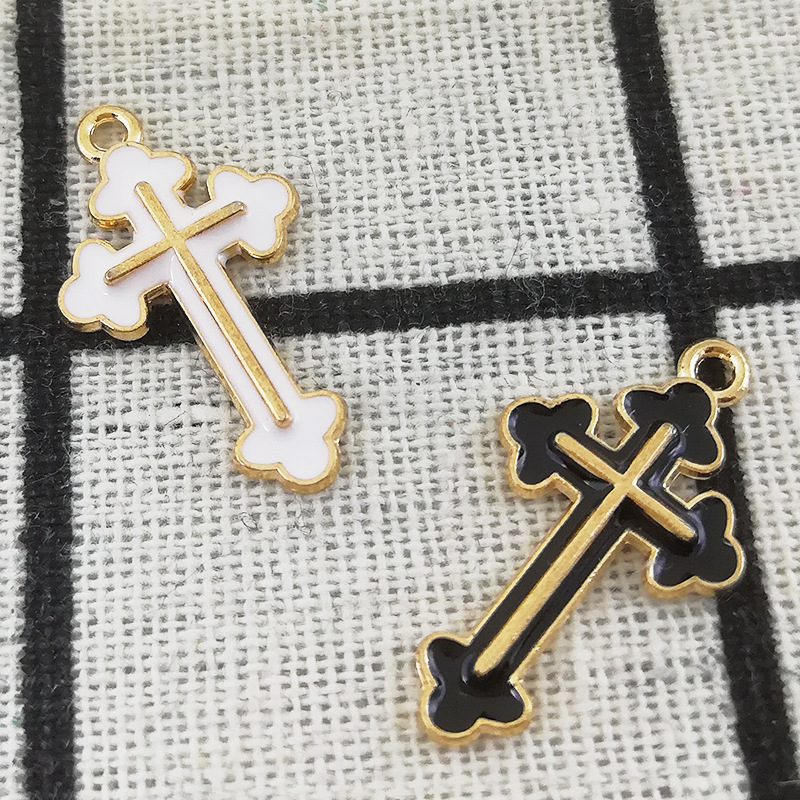 200PCS 14*26MM Cross Charms Pendant Diy Jewelry Accessories for Necklace & Bracelet Making Enamel Charms In Gold Metal-image-423230889