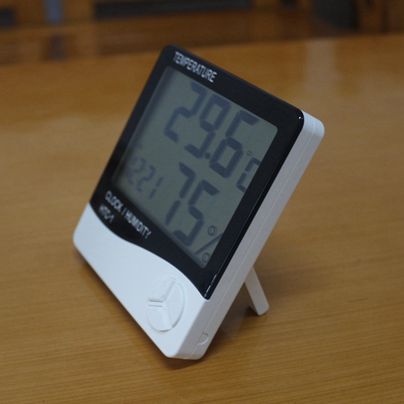 

Digital Room LCD Thermometer Electronic Temperature Humidity Meter Hygrometer Weather Station Indoor Alarm Clock HTC-1