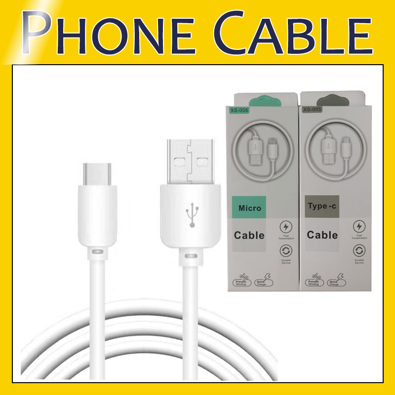 

Micro USB Phone Charger For Android Cable Type C Charger Data Cables with Retail Package, White