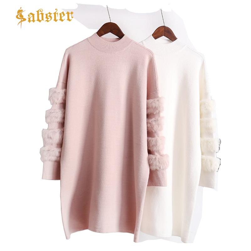 2018 NEW Autumn Long Oversized Sweater Women Casual Plush Sleeve Woman Sweaters Pullovers Soild Color Female Tops XZ460