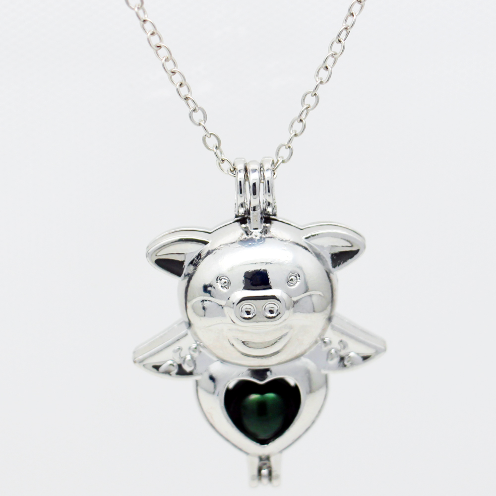 

Europe and the United States fashion charm jewelry wholesale freshwater pearl cage pendant pig pendant shape (pearl purchased separately)