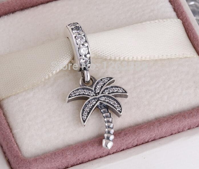 925 Sterling Silver Jewelry Sparking Palm Tree Charm Beads Fits Bracelets Necklace For Women Jewelry Making-image-420360480