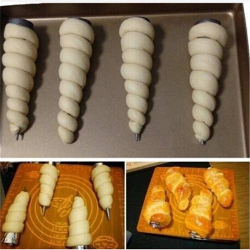 

Baking & Pastry Tools 3 Pcs Cone Shape Spiral Croissant Denmark Pointed Metal Spiral Baking Tool for Making Croissants Roll Bread
