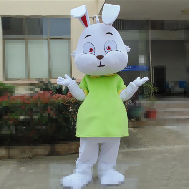 

2018 High quality Cute Rabbit Girl mascot custom Cartoon White Rabbit Dress fancy dress costume Shool Event Birthday Party Costume Mascot, As pic