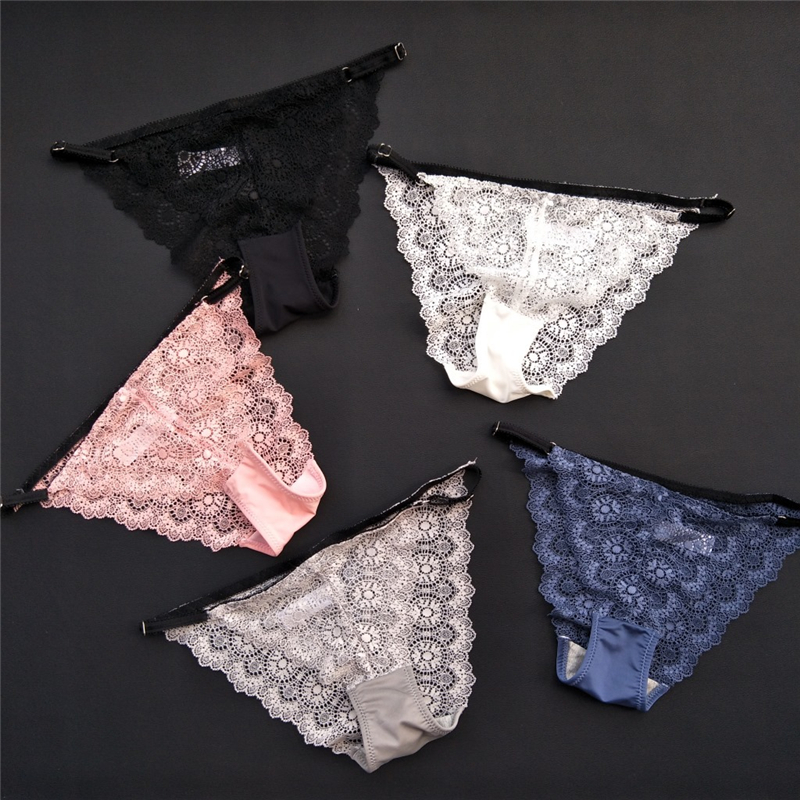 

Sexy Lace Floral Panties Women Bikini Underwear Thongs Lingerie Erotic Briefs Slim Waist Hollow Out Seamless Pink Panties Women Underwear, White