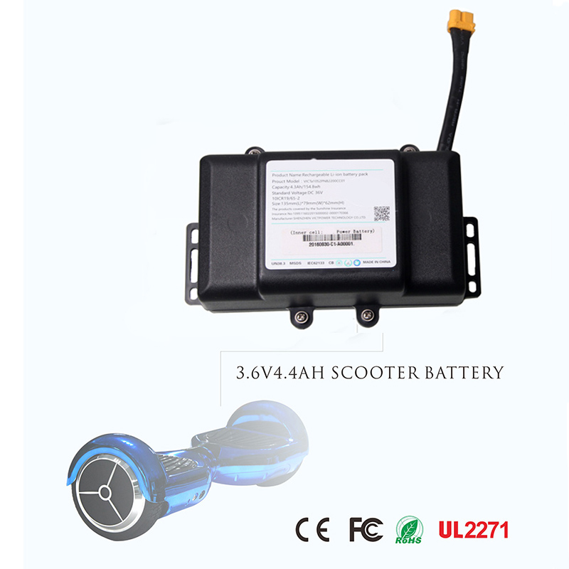 

Hoverboard battery with UL certified 36V 4.4Ah 10s2p lithium battery pack for self balancing electric scooter