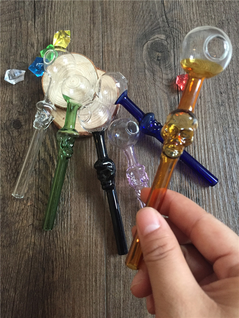 

High quality Skull Oil Burner pipe Glass smoking Pipe Pyrex large bubbler Oil Burner Glass Bong Portable Water Pipes Mini Oil Rig Tube pipes