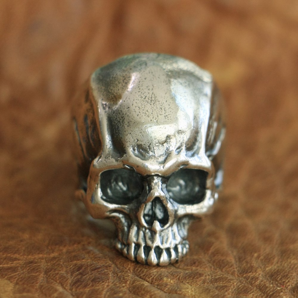 

LINSION 925 Sterling Silver Details Skull Ring Mens Biker Punk Ring TA102 US Size 7 to 15