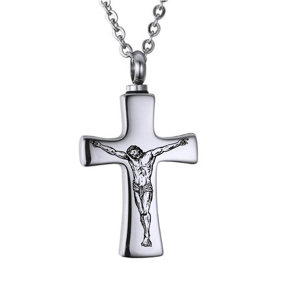 

Silver Cross Cremation Keepsake Urn Pendant Necklace for Ash-Funeral Ash Urn Jewelry Memory Locket with Fill Kit