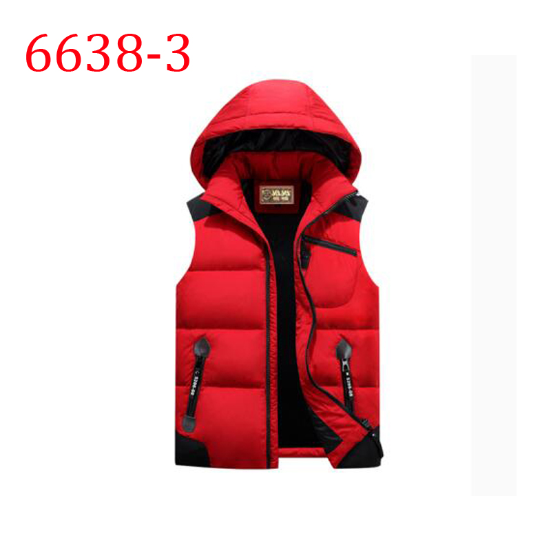 

2017 Men Sleeveless Jacket Thickening Cotton Vest Hat Hooded Outerwear & Coats 6638, 6638- black