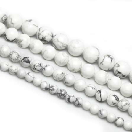

4 6 8 10mm Beads 1 String Round Natural White Howlite Stone Loose Beads For Women Bracelet DIY Jewelry Making