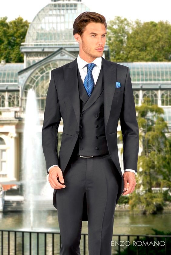 

Morning Style Charcoal Tailcoat Groom Tuxedos Eiegant Men Wedding Wear High Quality Men Formal Prom Party Suit(Jacket+Pants+Tie+Vest) 991, Same as image