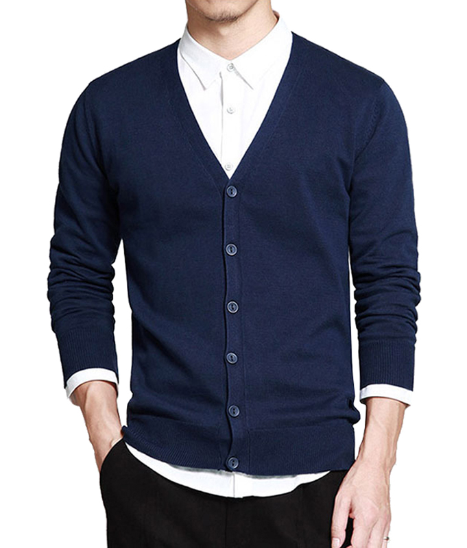 2018 Nouvelle Mode Hommes Automne Hiver Pulls Boutonnés Col En V À Manches Longues En Coton Tricoté Cardigan Pull Slim Fit (Noir + Gris + Bleu)