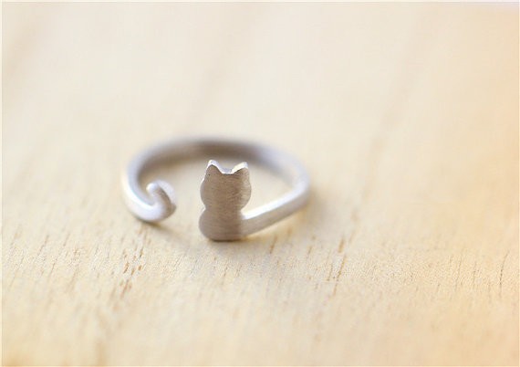 

30pcs Handmade Ring Little Cat Kitten Ring Cute Design Sitting Cat Kitty Band Ring Jewelry Gift For Women, Silver