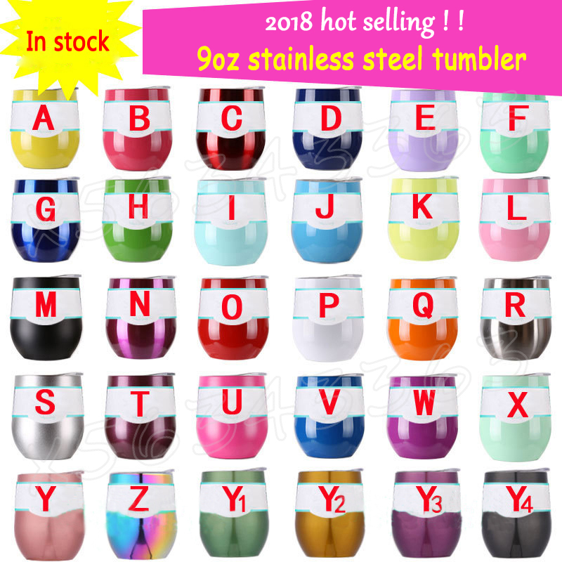 

9oz stainless steel tumbler with lid Wine glasses tumblers whiskey coffee mugs 2 layer Vacuum Insulated Egg Cups party Supply Water Bottles