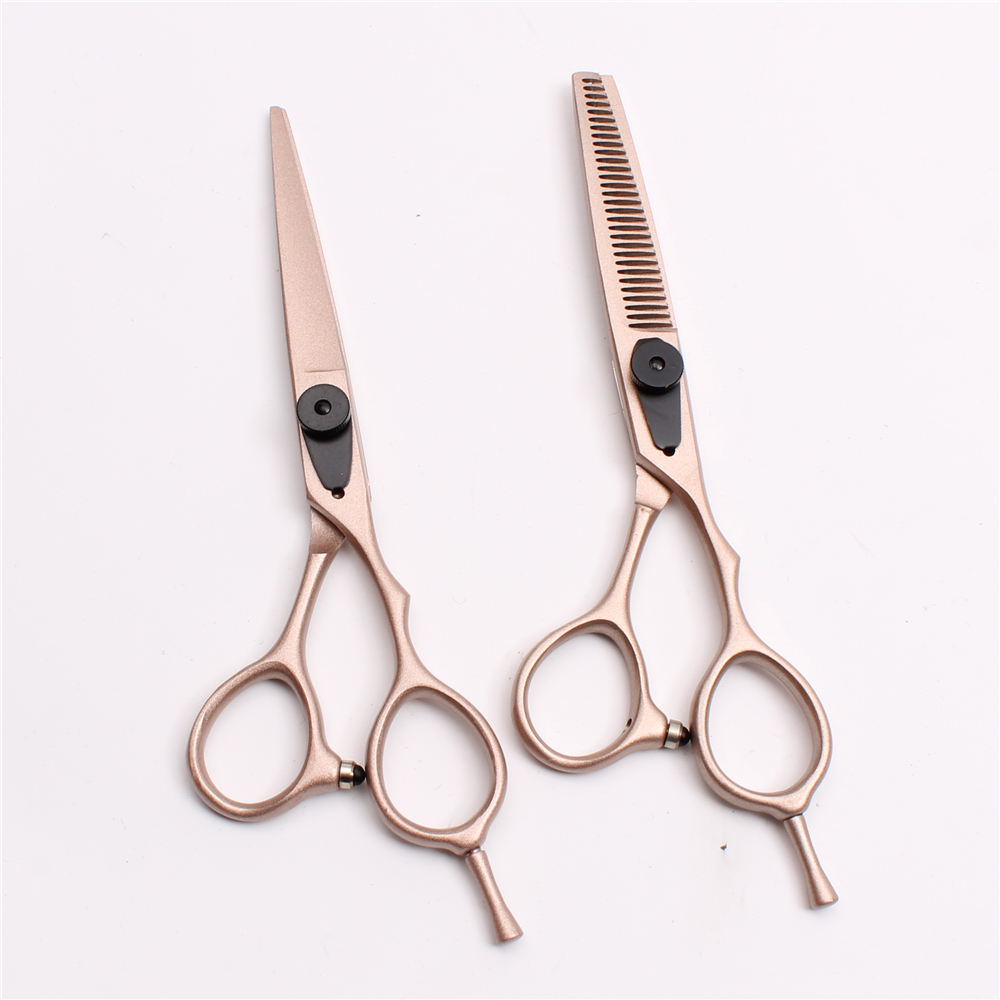 

C9015 6.0" Japan 440C Customized Brand Rose Gold Professional Human Hair Scissors Hairdressing Cutting Shears Thinning Scissors Styling Tool