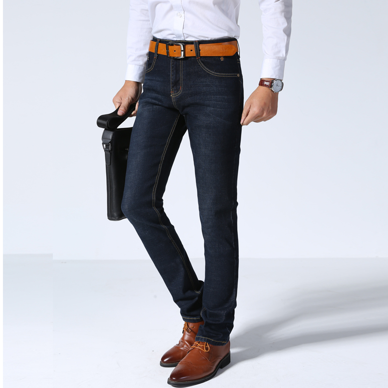 

2020 New Men's Business Casual Stretch Slim Jeans Classic Trousers Stretch Denim Pants Jeans Homme, Black