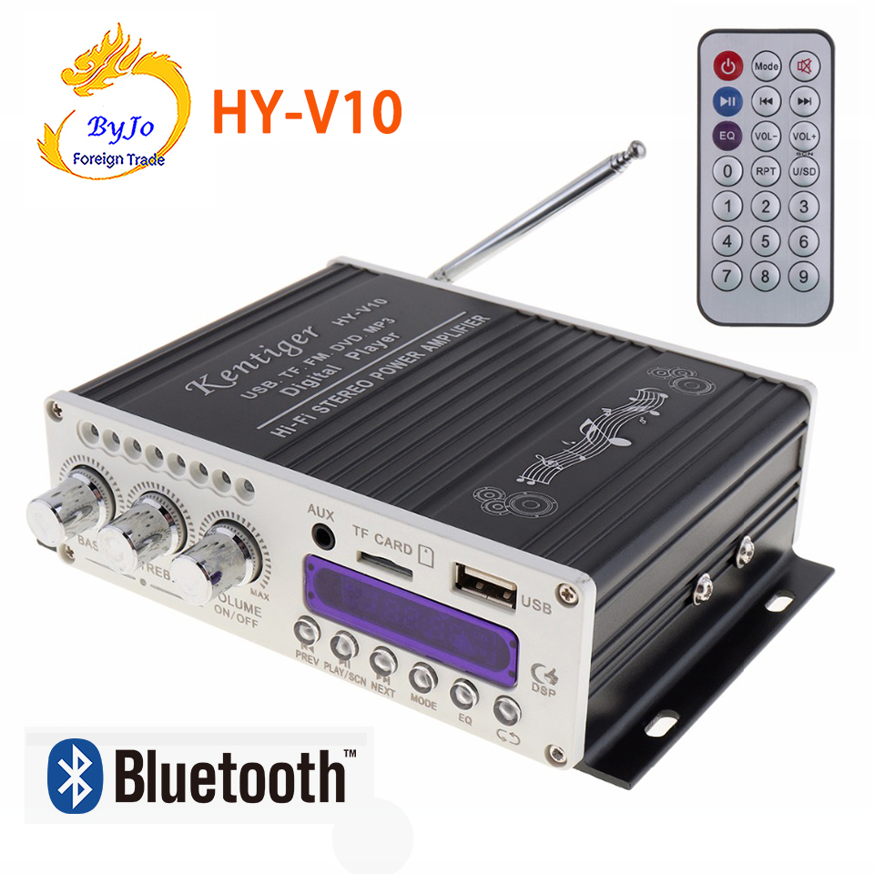 

HY-V10 20W x 2 HI-FI Bluetooth Car Power Amplifier 2 channel FM Radio Player Support SD / USB / DVD / MP3 Input HYV10