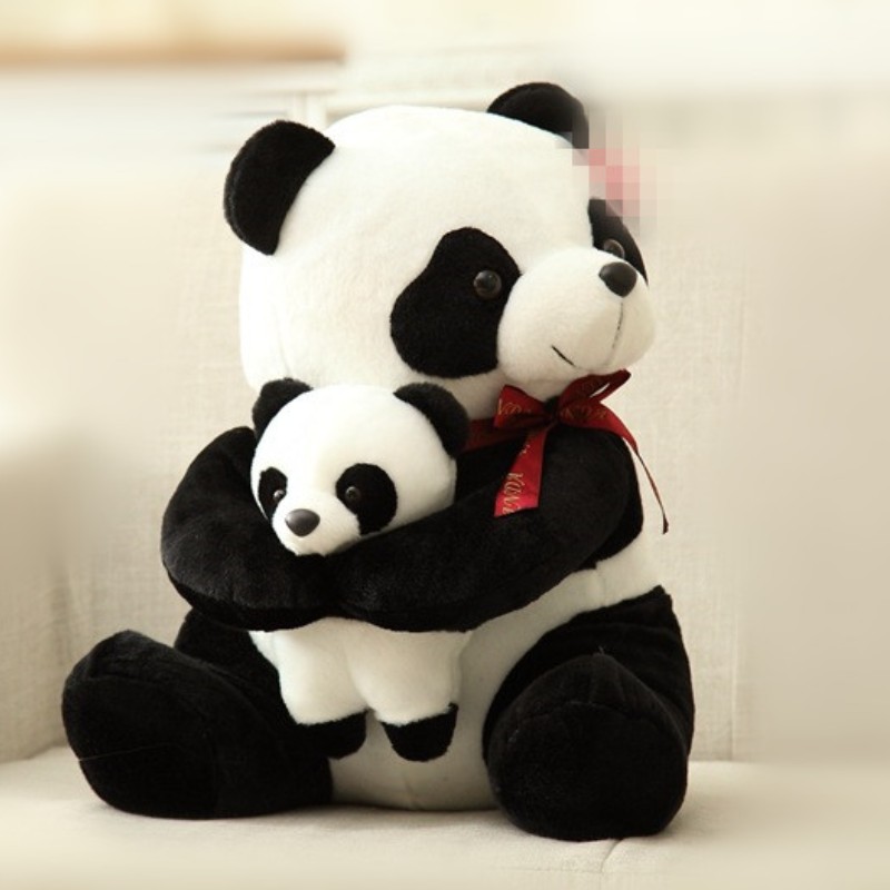 

30cm New Style Father Panda Plush Toy Kids Soft Small Stuffed Animal Plush Doll Cartoon Bear Toys LA081, Black white