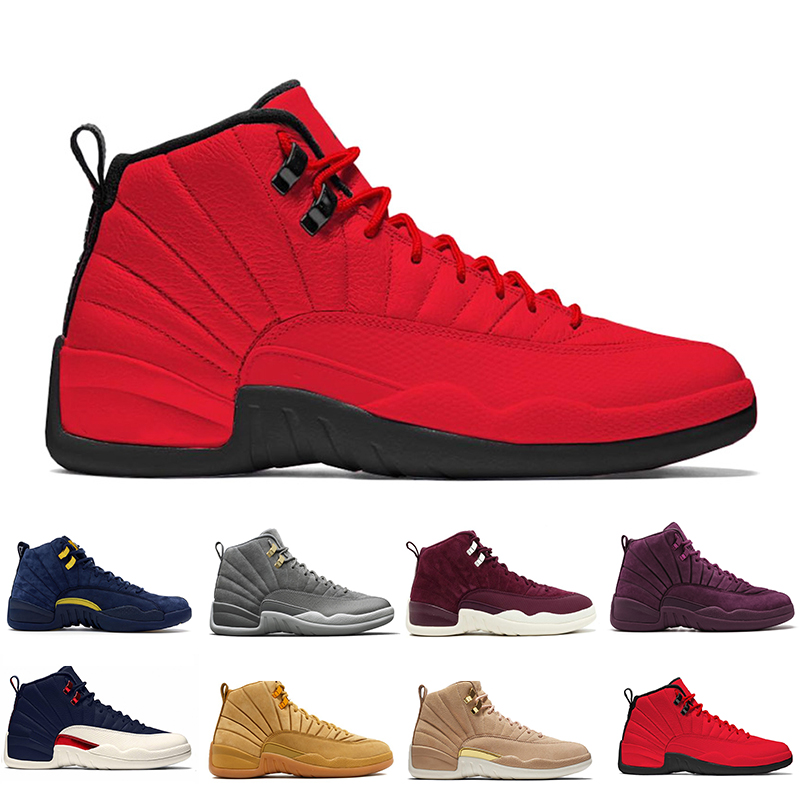 12 12s mens basketball shoes Wheat Dark Grey Bordeaux Flu Game The Master Taxi Playoffs University Gamma French Blue Gym Red Sports sneakers