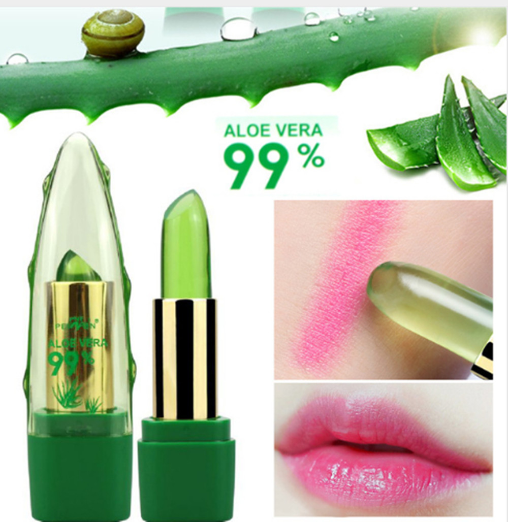 

New Fashion women lipstick 99% ALOE VERA Natural Temperature Change Color Jelly Lipstick Long Lasting Moistourizing Lip Makeup bea483, Mixed color