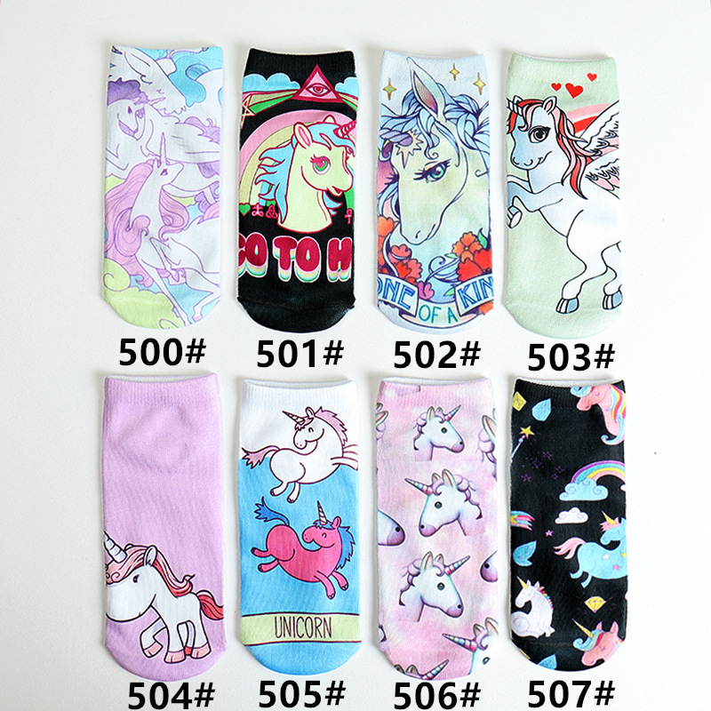 2018 New Colorful Unicorn Licorne Soft Cotton Socks Women Spring Summer Funny Socks Sweet 3D Prints Socks for Pregnant Maternity