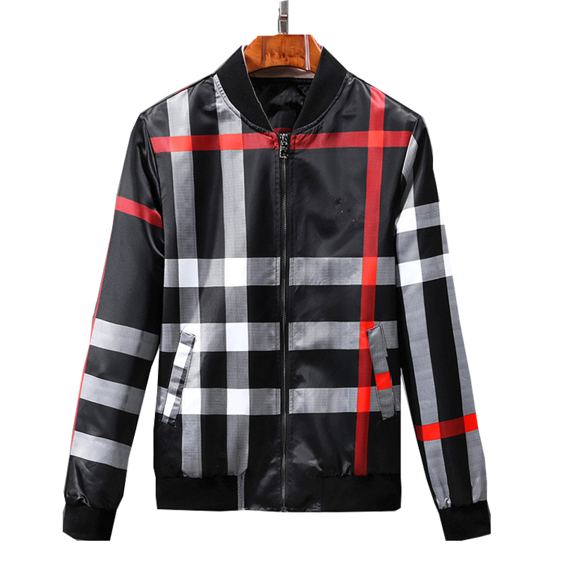 

Stylish Brand Spring Bomber Jacket Men 2018 New Fashion black check Jackets Men Slim Fit Long Sleeve Casual Mens Coats Windbreaker M-3XL