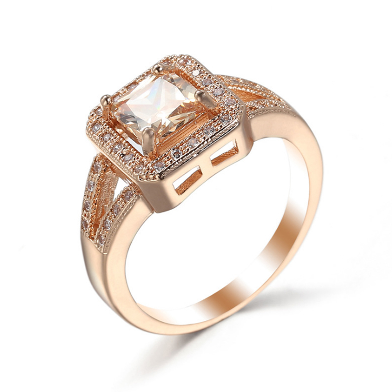 

2018 Time-limited Cluster Rings Wedding Rings 5 Pcs/Lot Top Quality Classic Morganite Gemstone Rose Gold Ring Weddings Jewelry Gift