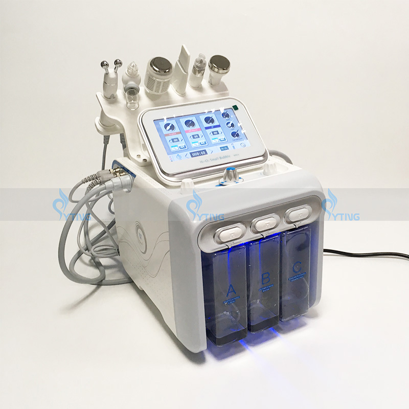

6 in 1 New H2-O2 hydra+oxygen spray aqua peel hydro facial machine Ultrasonic skin scrubber rf Bio beauty machine skin cleaning jet peel