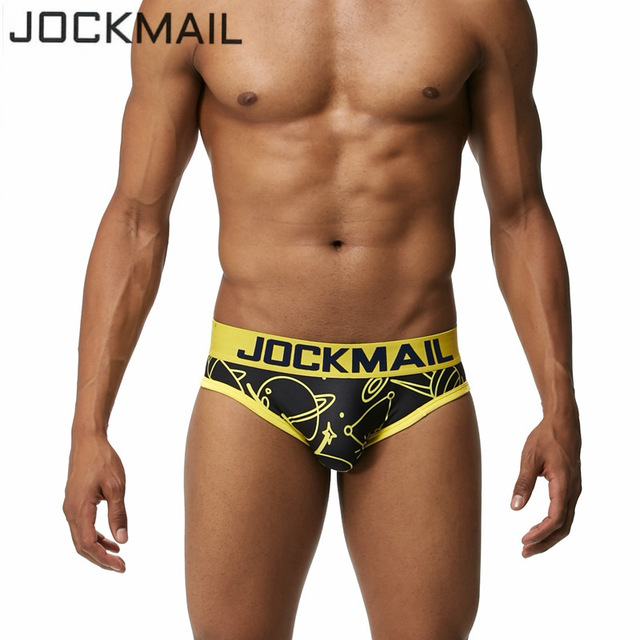 

JOCKMAIL Brand Mens Underwear Briefs UFO print sexy Gay panties calzoncillos hombre slips Men Bikini Brief cuecas Gay Underwear, Black