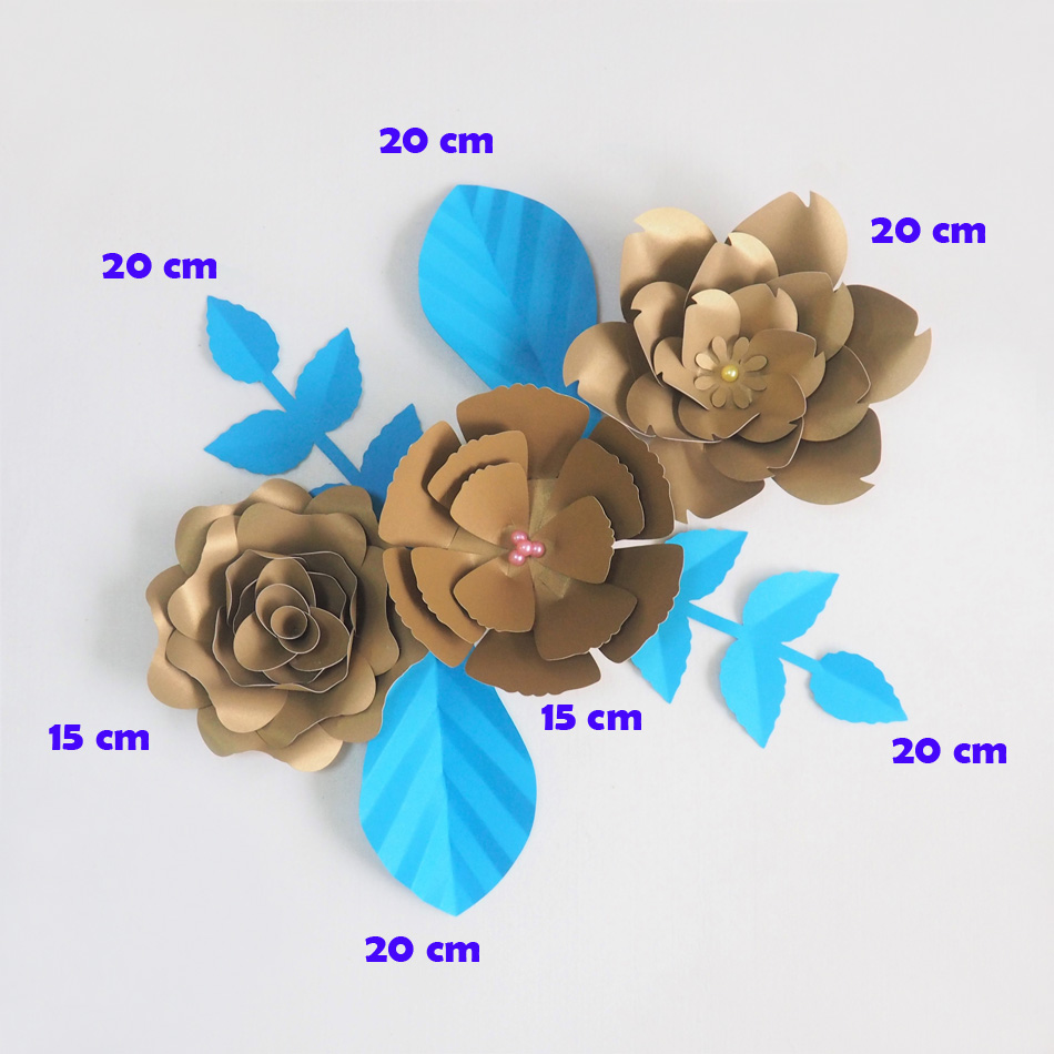 

DIY Giant Paper Flowers Artificial Rose Fleurs Artificielles Backdrop 3pcs+ 4 Leave Wedding Party Decor Nursery Gold