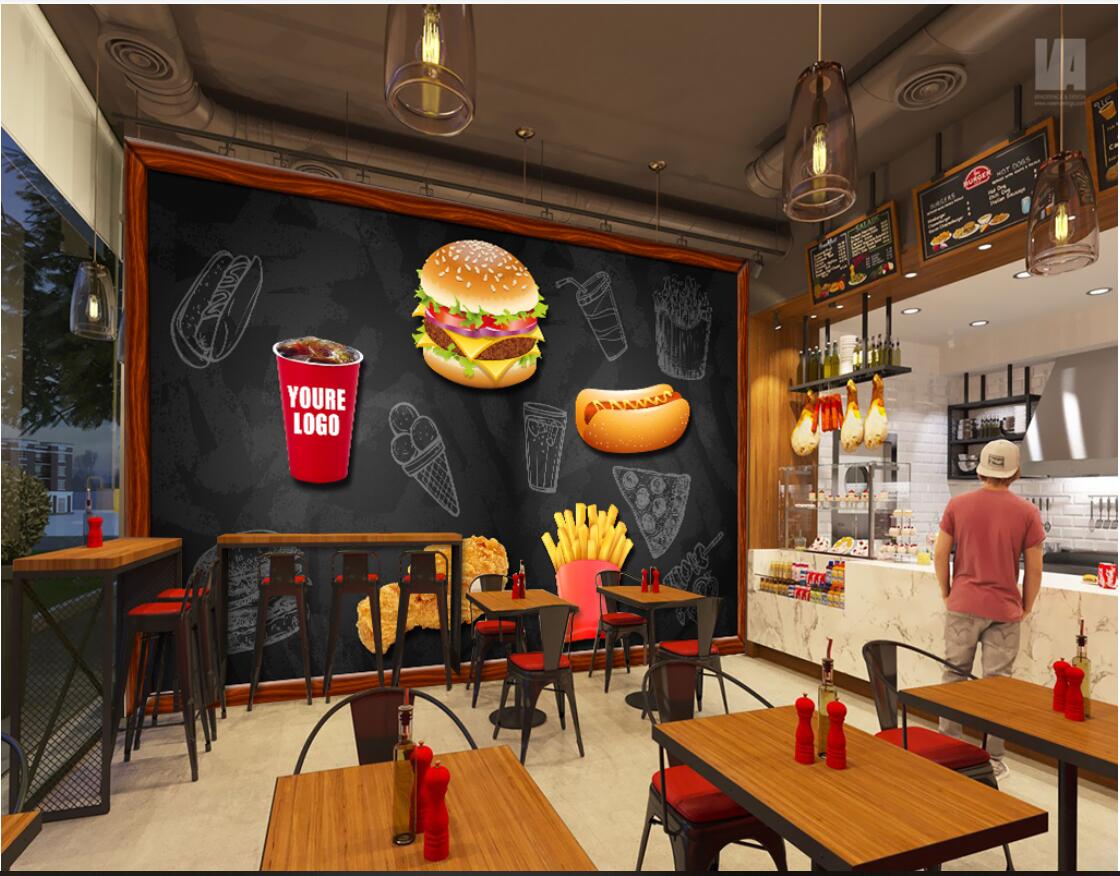 

3d wallpaper custom photo mural Vintage Blackboard Western Style Fast Food Background murals wallpaper 3d landscape wall tapestry 3d, Pictures show