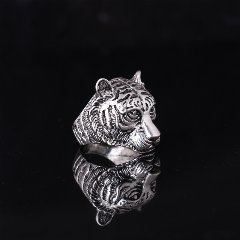 

Fashion Rock Men Tough guy punk style Vintage Domineering tiger head rings high quality Males Biker Animal Rings jewelry