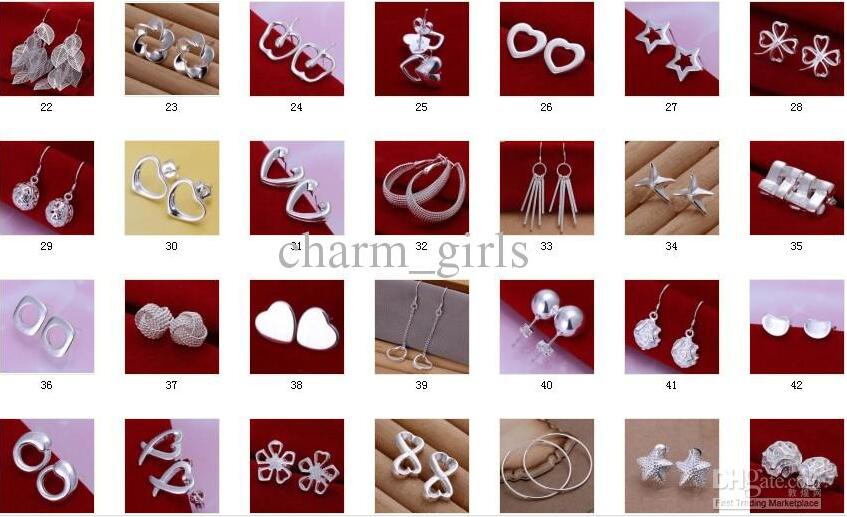 

2018 new Fashion 925 silver plated earrings mix 30 style 30pairs/lot Ear ring/studs/hanging pendants earrings best gift