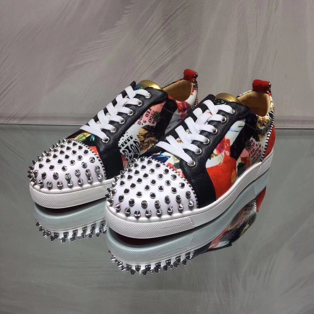 Fashion Style Designer Low Top Red Bottom Sneakers Shoes Flower Patent Leather Walking Famous Brand Leisure Flats With Box