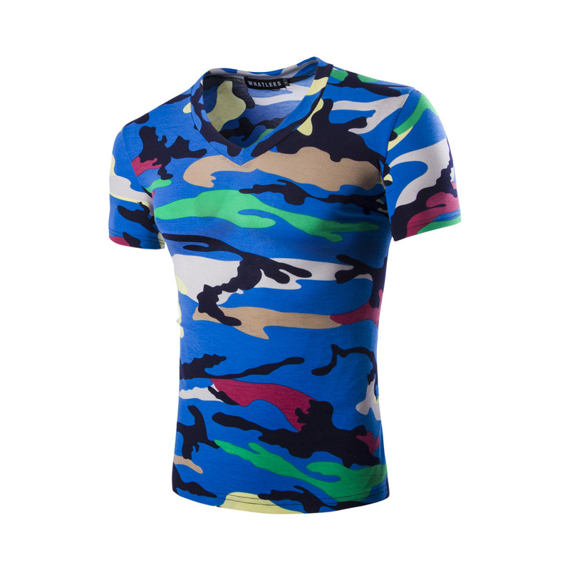 

Men's summer camouflage, multicolor, short sleeved V collar T-shirt, sport leisure jacket half sleeves, Khaki
