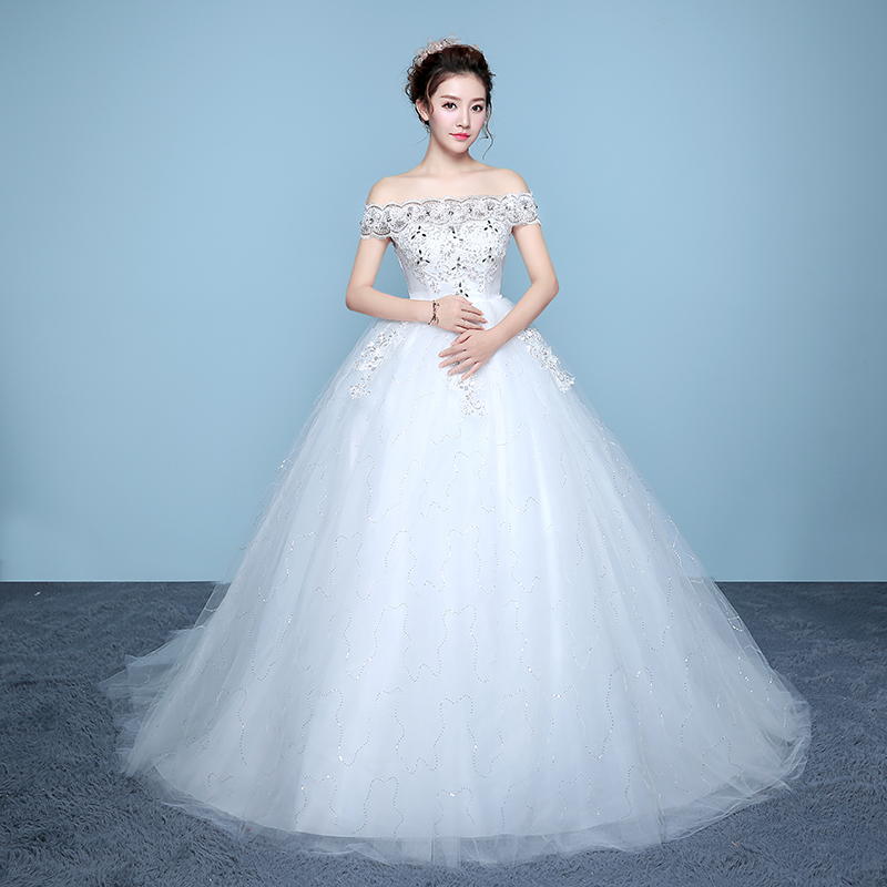 

Red Sleeveless Boat Neck Wedding Frock Embroidery Crystal Plus Size Pregnant Sequined Wedding Gowns