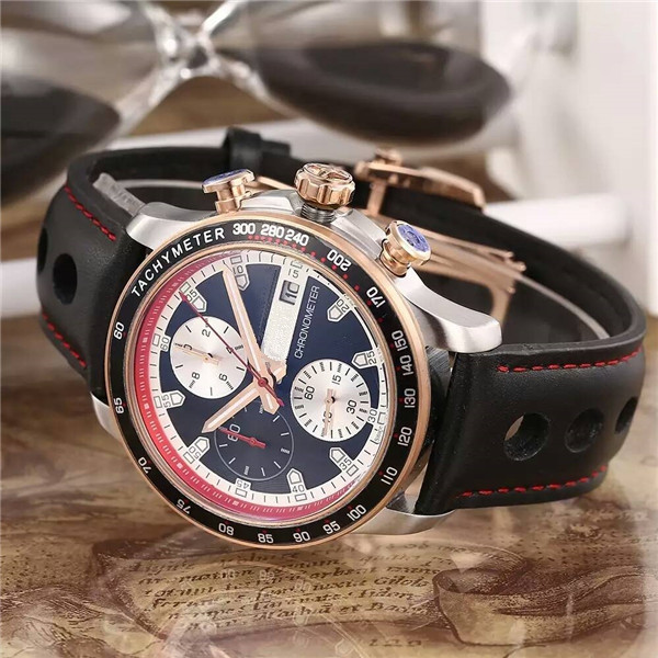 Hot sale luxury watch for man quartz stopwatch mens chronograph watches stainless steel wrist watch leather band cp23-image-420648184