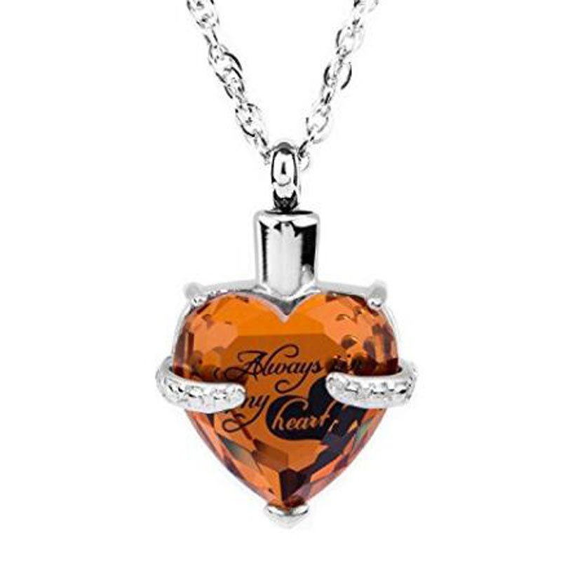 

Wholesale custom gem heart - heart November birthstone funeral cremation ashes box necklace pendant fashion jewelry.