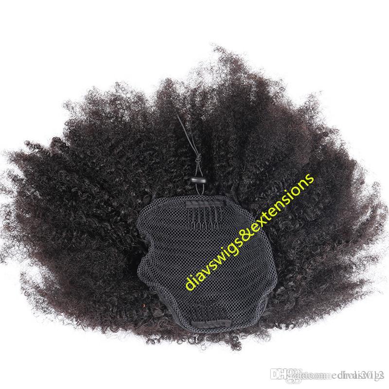 

Kinky curly ponytail for black women natural afro curly remy hair 1pcs clip in ponytails 100% human hair 10-20inch natural color