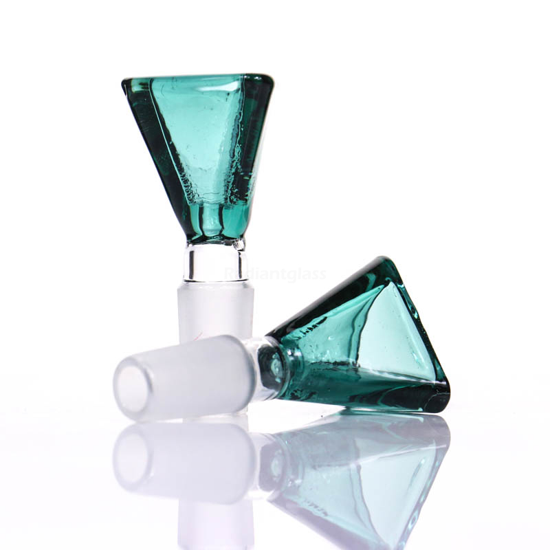 

Hookahs somking accessories Triangle glass bowl green blue duck jade 14mm/18mm for water pipe or bong bubbler