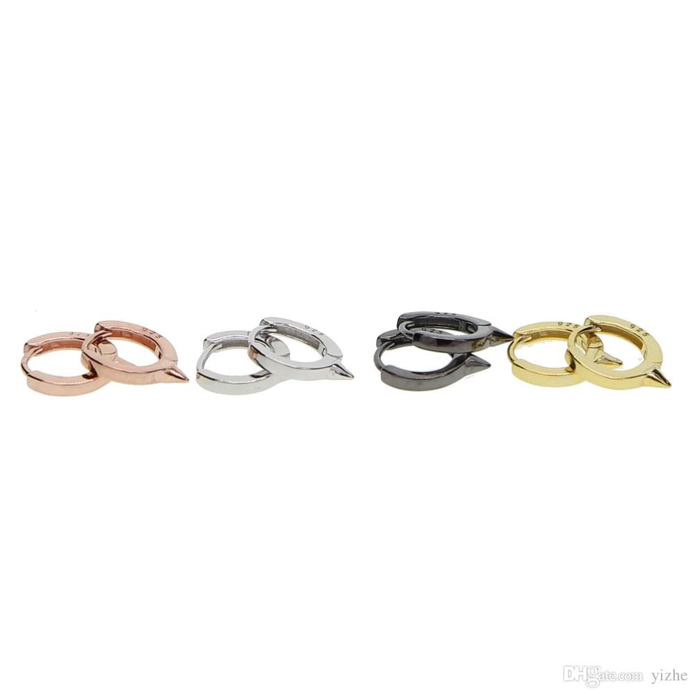 2018 newest 925 sterling silver mini Circle spike hoop 10mm dainty huggie hoop women girl classic simple gold plated hoop earring
