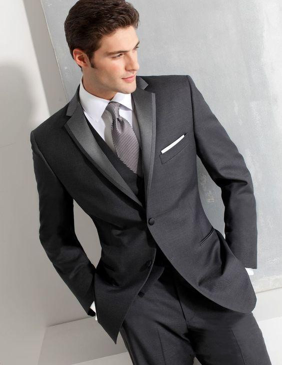 

2018 Cheap Dark Grey Men Suits For Wedding Custom Made Slim Fit Groomsmen Tuxedos Three Pieces Prom Party Business Suit (Jacket+Pants+Vest), Navy