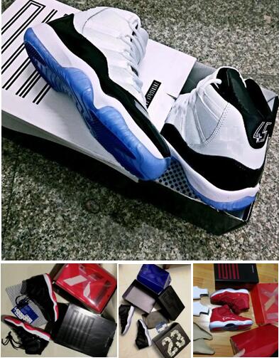 

Concord 11s Bred 11 Wholesale with box Win Like 96 ice blue Space Jam 11 Midnight Navy Blue Gym Red Basketball shoes, Color-2- midnight navy