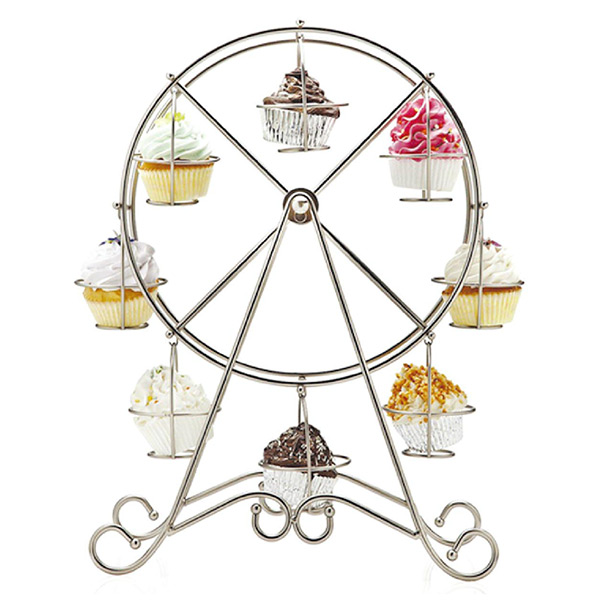 Grande roue argent acier inoxydable Cupcake support gâteau support mariage décoration affichage outil fête fournitures Casamento