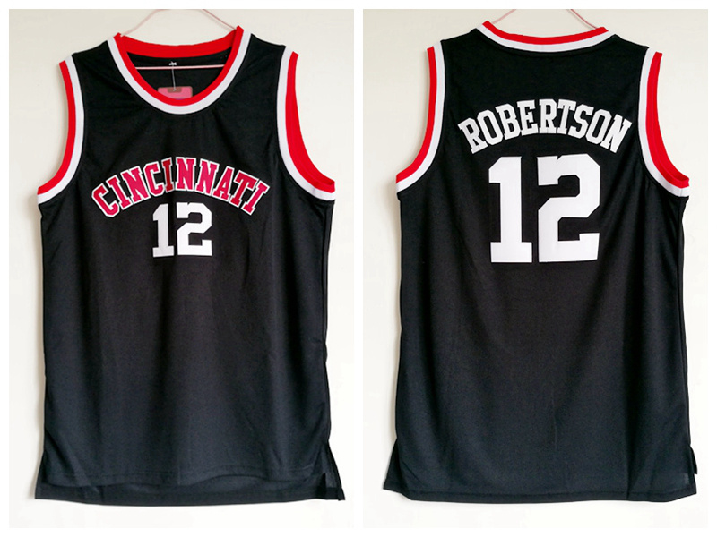 

Mens Cincinnati Bearcats Oscar Robertson College Basketball Jerseys Shirts Vintage Black 12 Stitched University Jersey -XXL